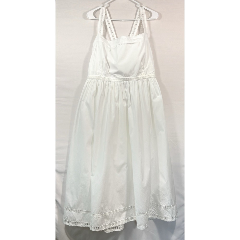 J Crew Embroidered Apron Dress White Grad Party Beach Resort 18 NWT